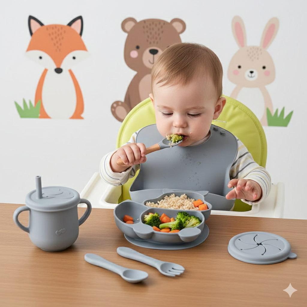 Little Gourmand™ Complete Silicone Feeding Set – Mess-Free & Stress-Free