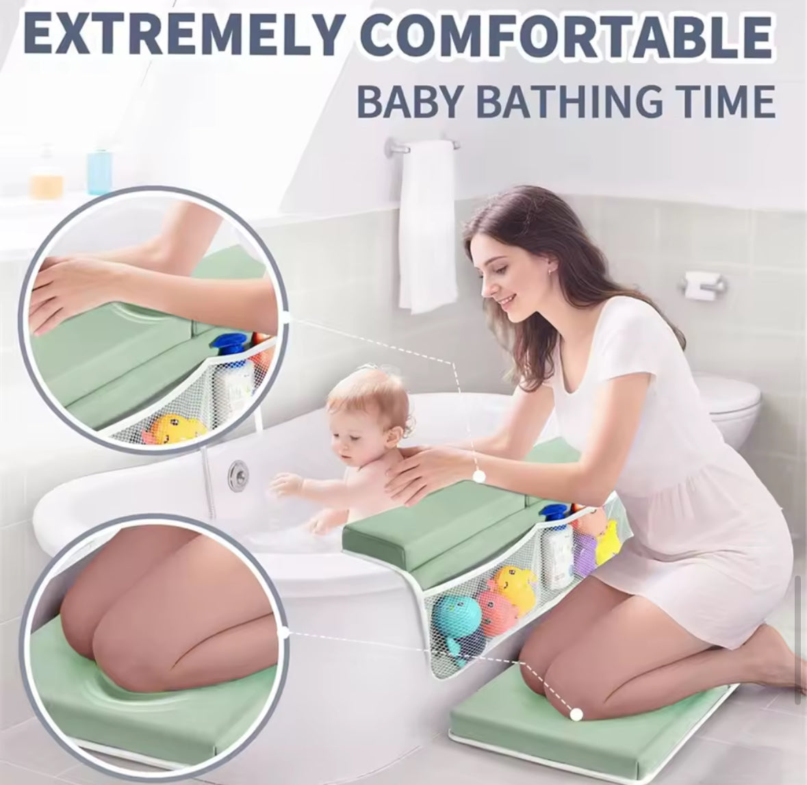 Foldable Baby Bath Kneeling & Elbow Pad Set – Extra Soft, Thick & Supportive