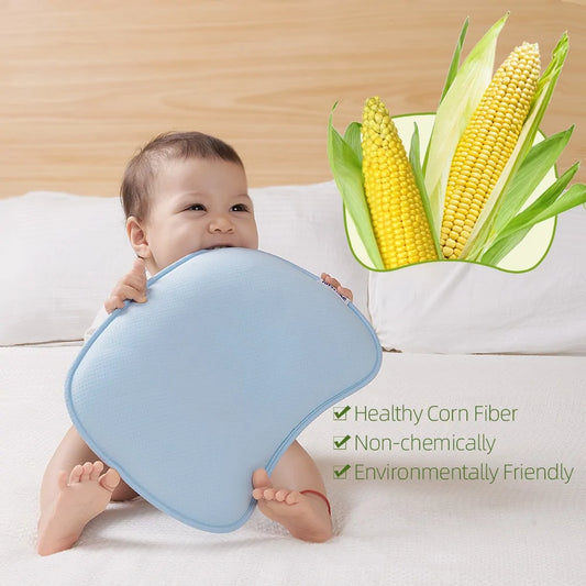 Premium Anti-Flat Head Baby Pillow – Breathable Sorona Plant Fiber Comfort