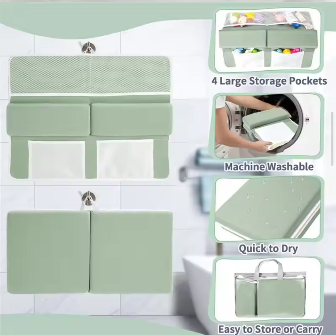 Foldable Baby Bath Kneeling & Elbow Pad Set – Extra Soft, Thick & Supportive