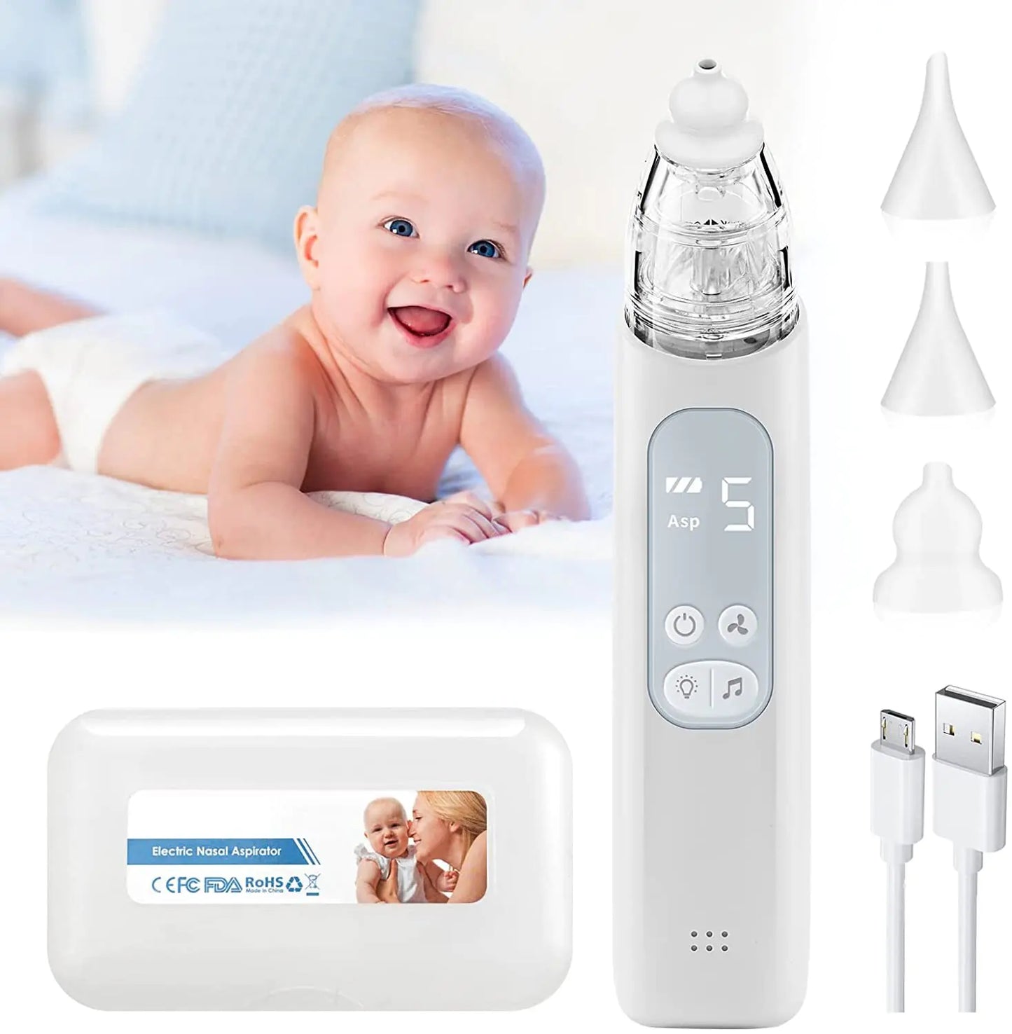 Rechargeable Baby Nose Cleaner – Gentle Electric Nasal Aspirator for Newborns