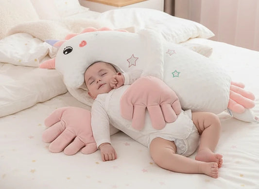 DreamHug Soothing Baby Sleep Pillow- The cozy animal cuddle pillow that helps babies sleep deeper and feel secure