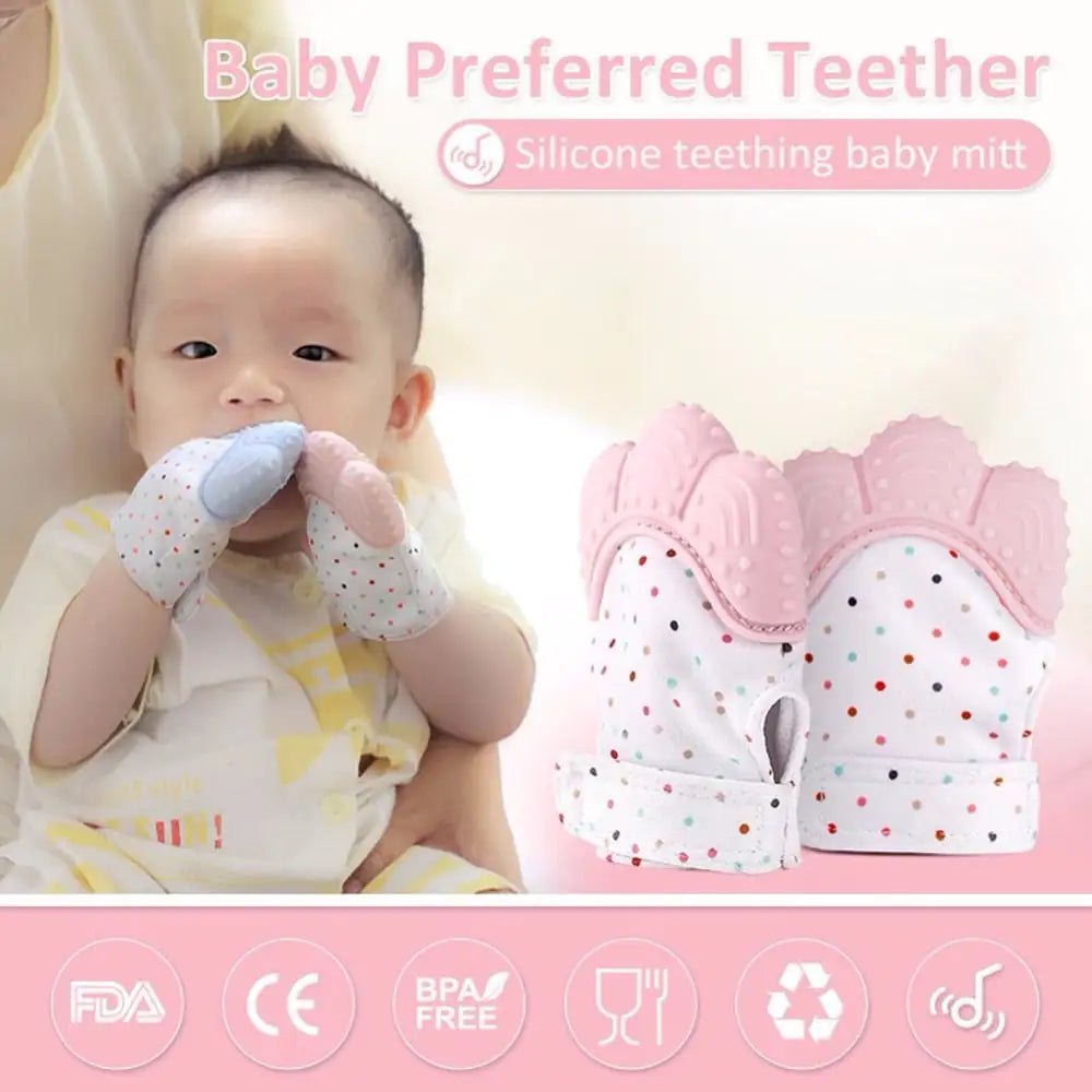 Food-Grade Silicone Baby Teething Gloves – Sensory Gum Soothing Mittens