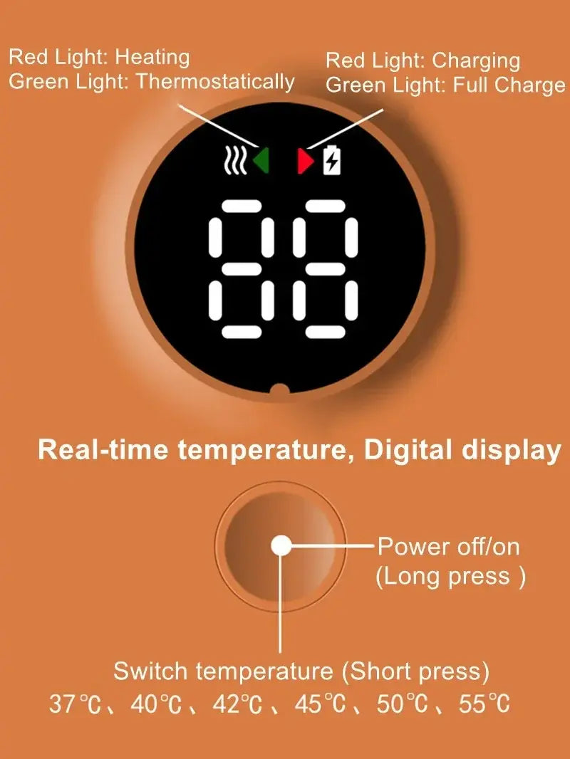 Rechargeable Baby Bottle Warmer – Digital Display & Adjustable Temperature Control